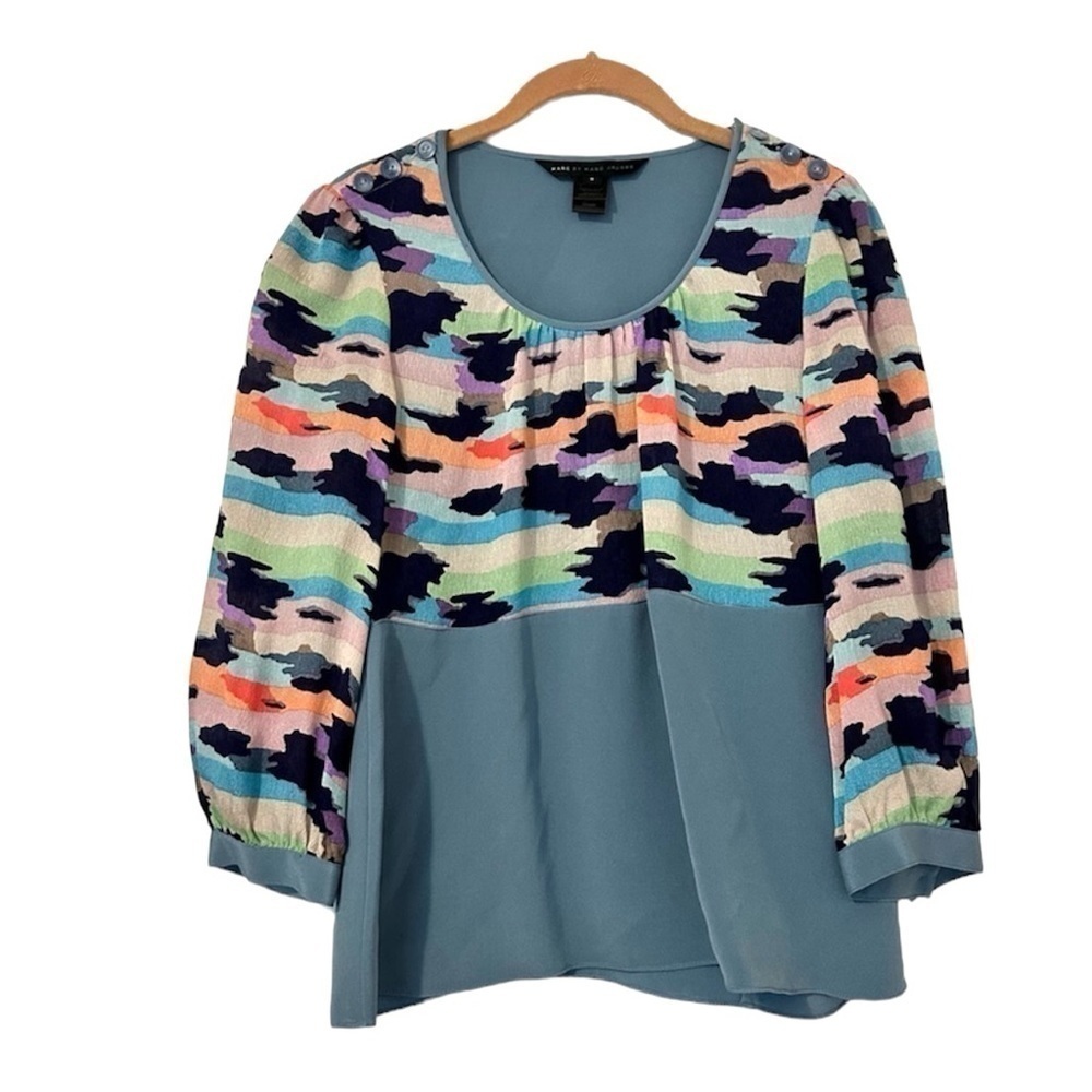 Marc Jacobs Camo Button Detail Silk Top